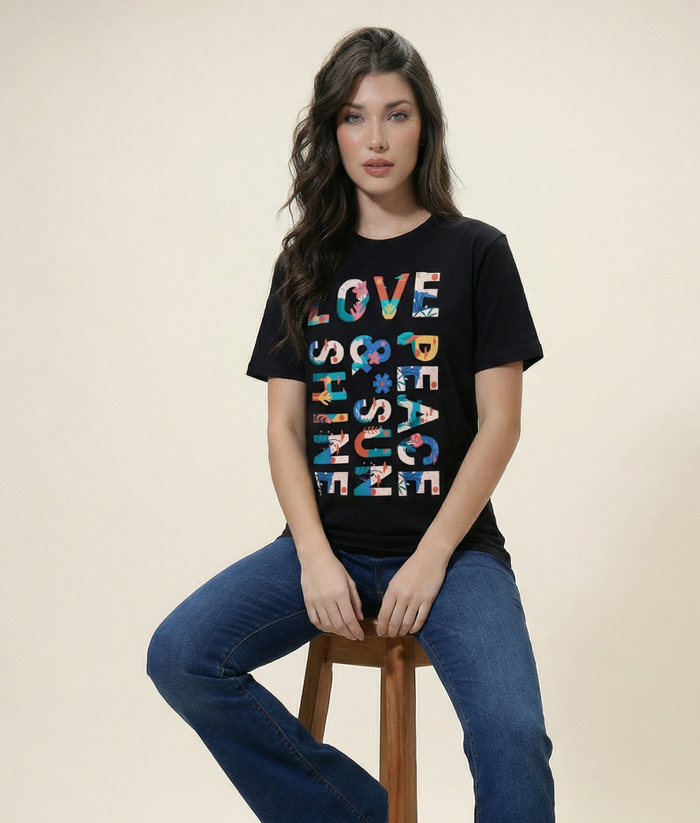 Women Typography Printed Regular Fit T-shirts