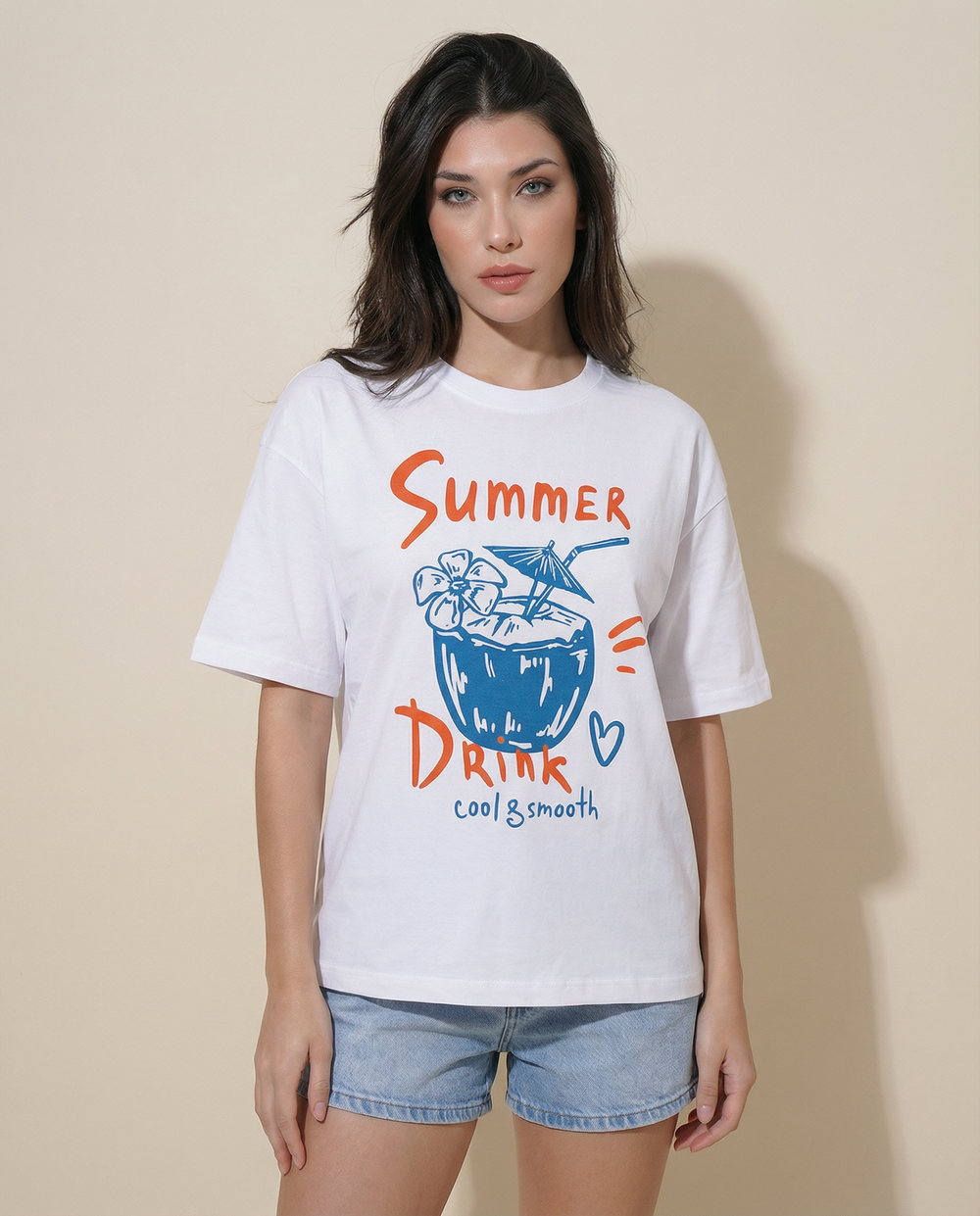 Women White Printed Oversized T-shirts