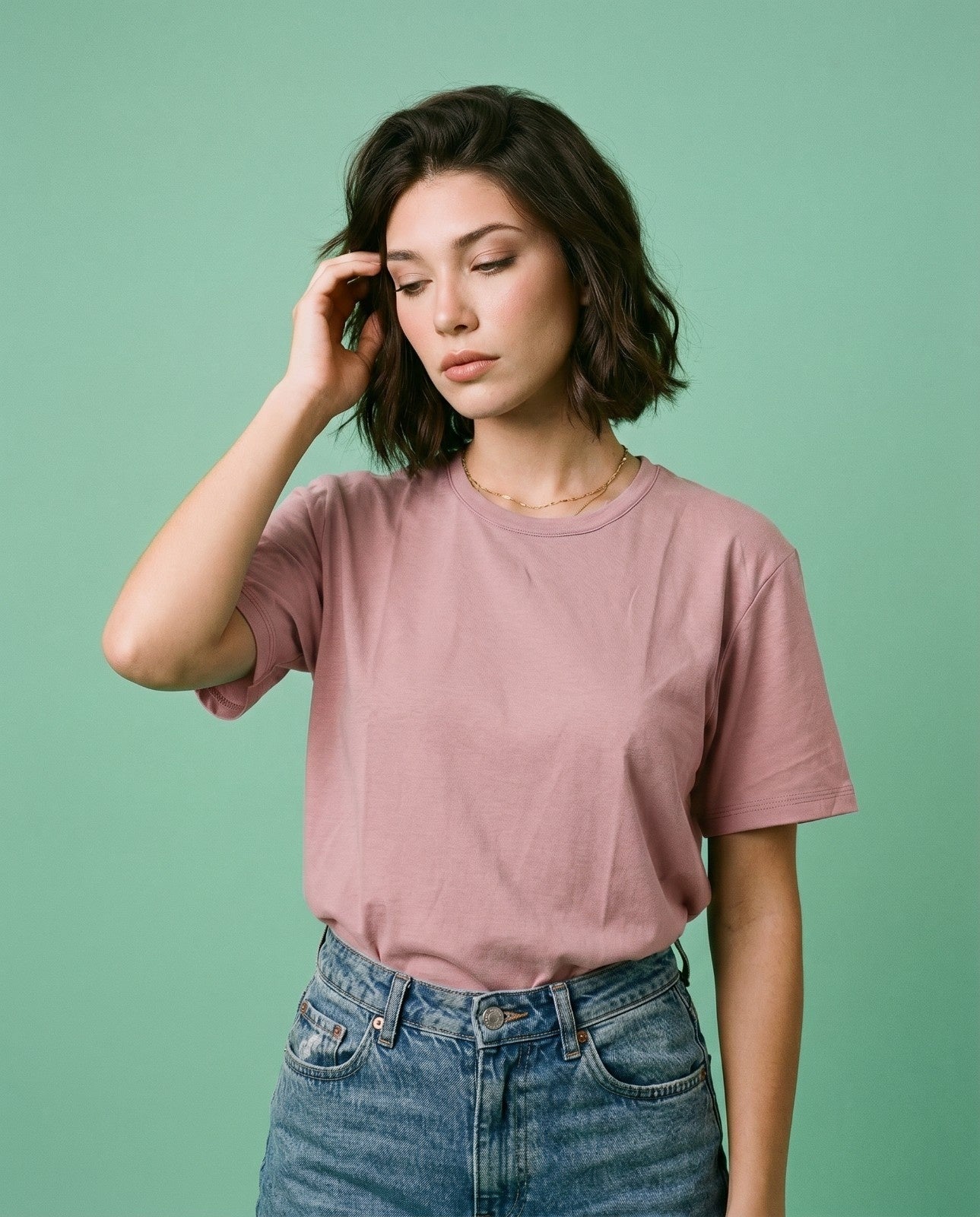 Women Solid Color Cotton T Shirt