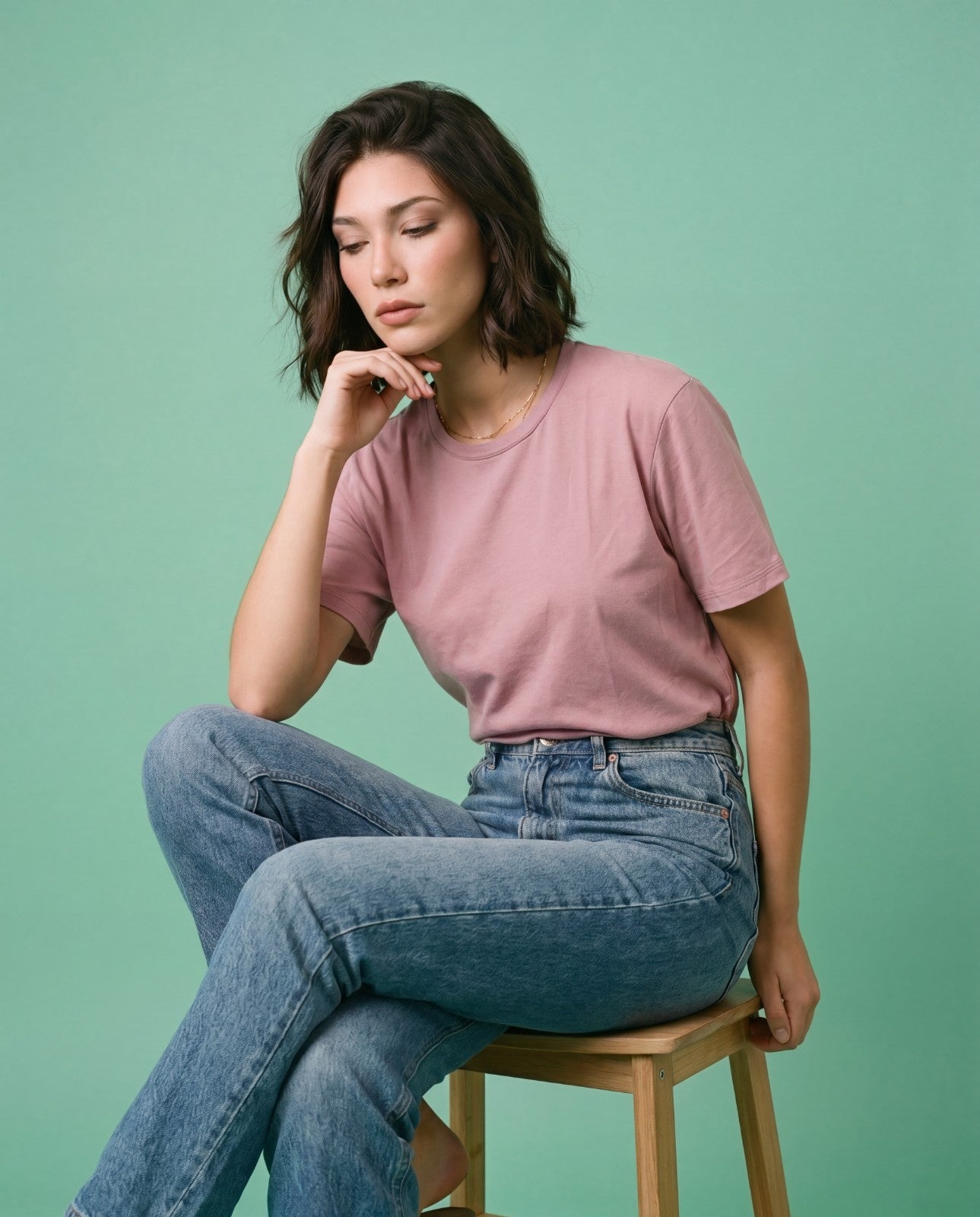 Women Solid Color Cotton T Shirt