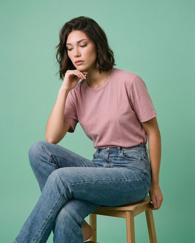 Woman Solid Color Cotton T Shirt