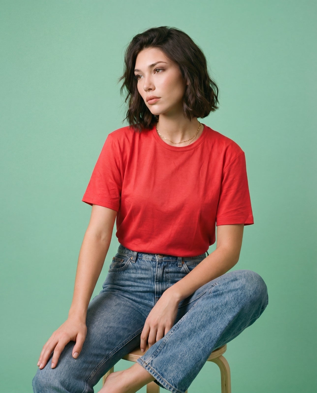 Women Solid Color Cotton T Shirt