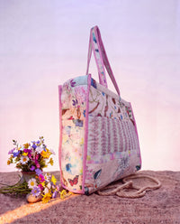 Cotton Printed Flower design Tote Bag