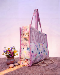 Cotton Printed Flower design Tote Bag