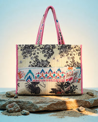 Cotton Printed Flower design Tote Bag