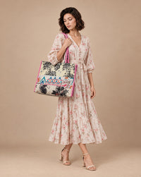 Cotton Printed Flower design Tote Bag
