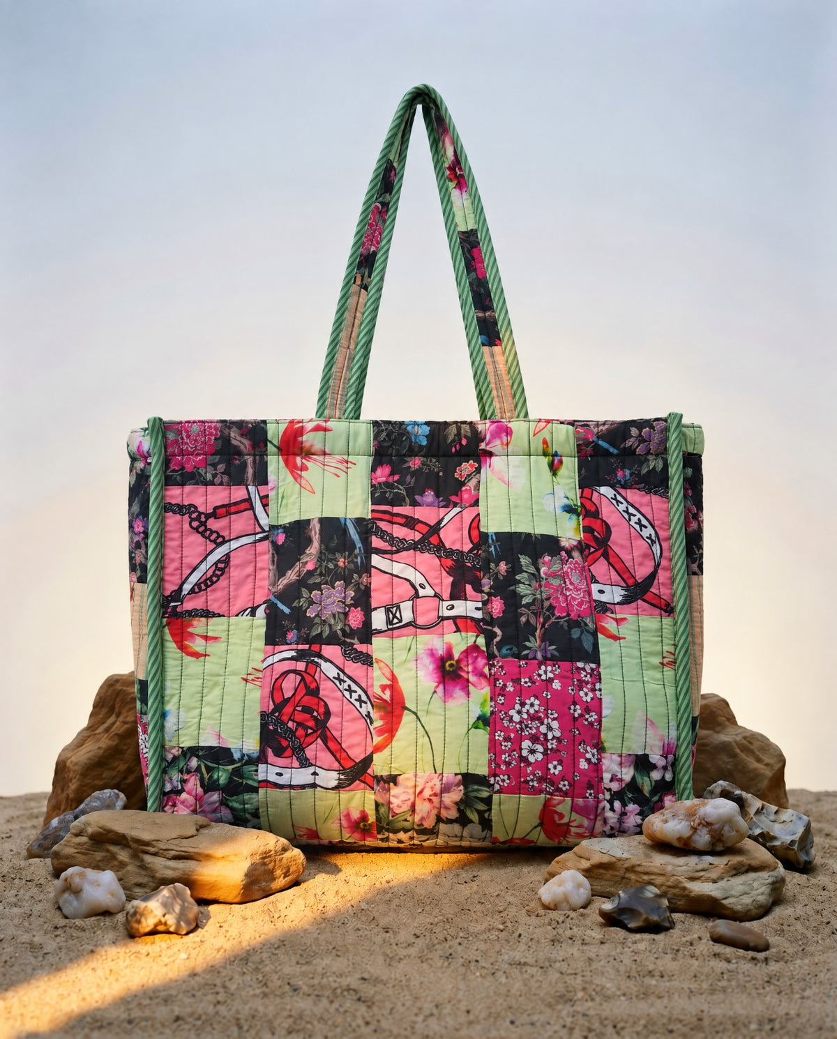 Cotton Patchwork Printed Tote Bag