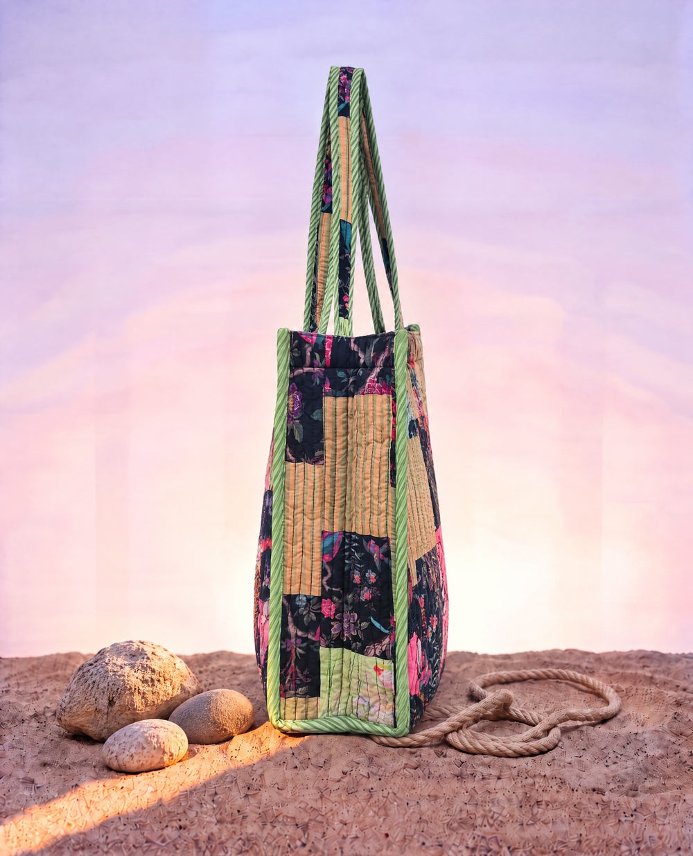 Cotton Patchwork Printed Tote Bag