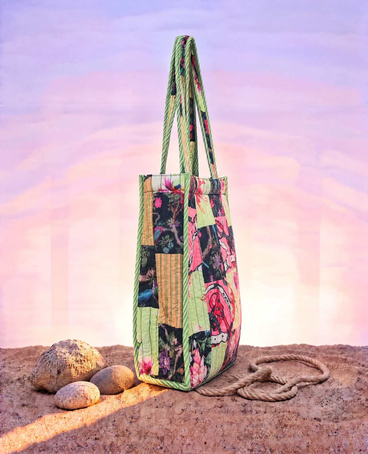 Cotton Patchwork Printed Tote Bag