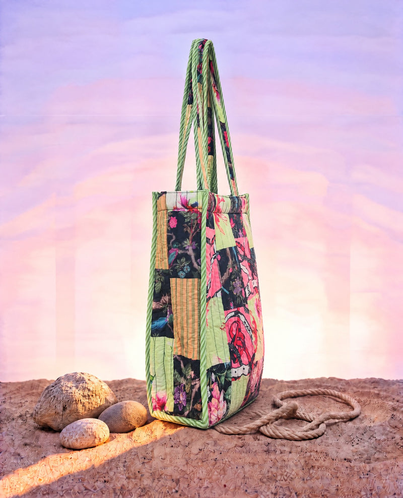 Cotton Patchwork Printed Tote Bag
