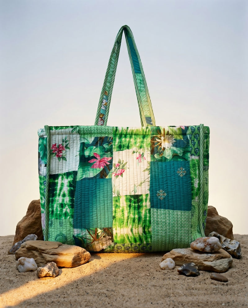Cotton Patchwork Printed Tote Bag