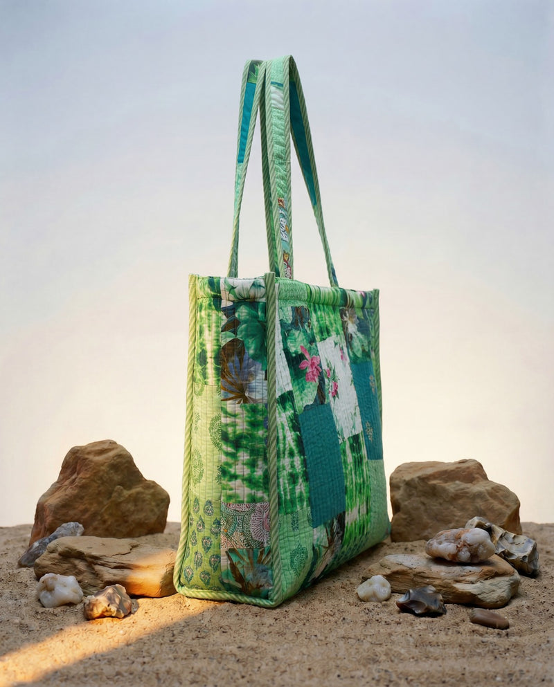Cotton Patchwork Printed Tote Bag