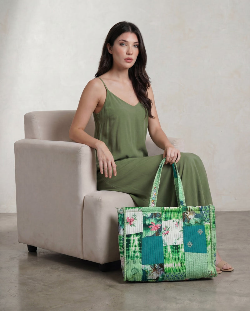 Cotton Patchwork Printed Tote Bag