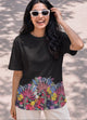 Women Hand-Embroidery Cotton T-shirt