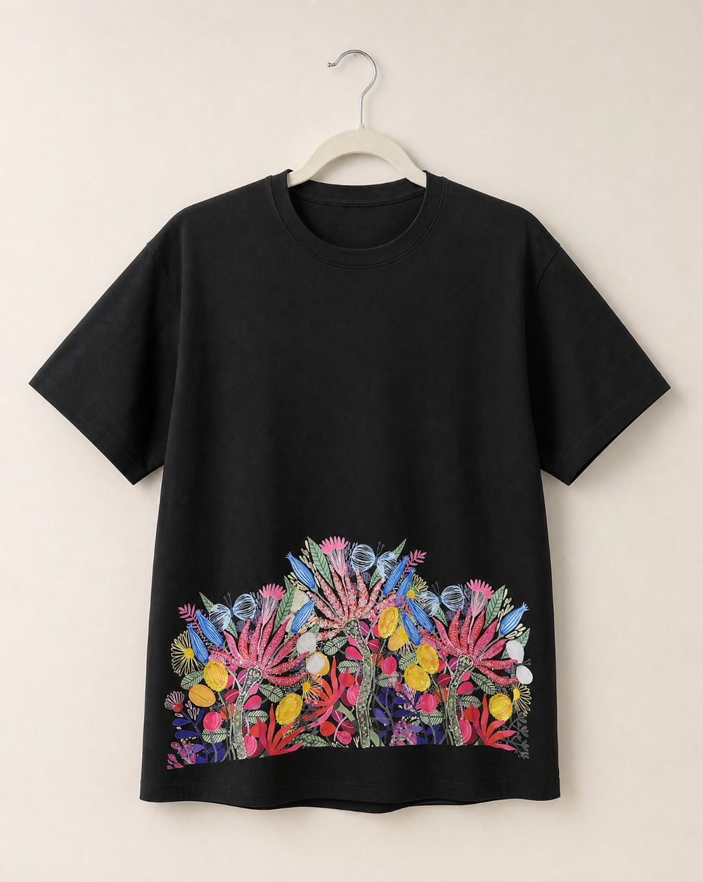 Women Hand-Embroidery Cotton T-shirt