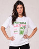 Women Matcha Latte Hand-Embroidery Cotton T-shirt