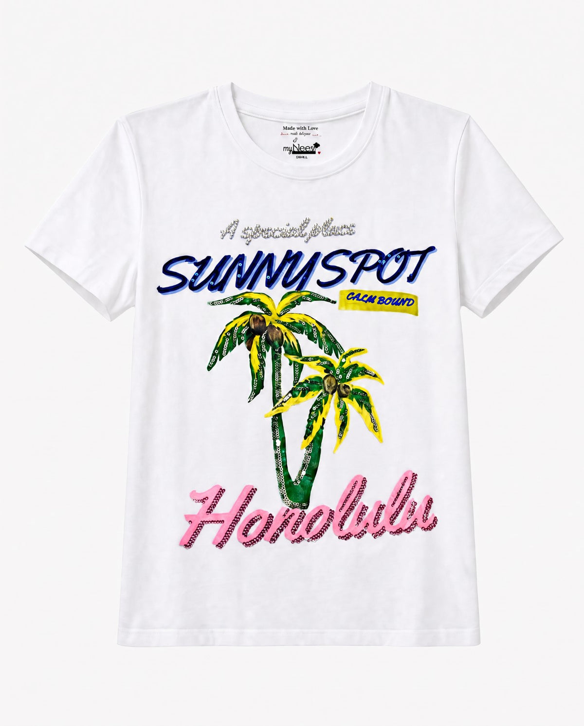 Women Honolulu Hand-Embroidered Cotton T-shirt