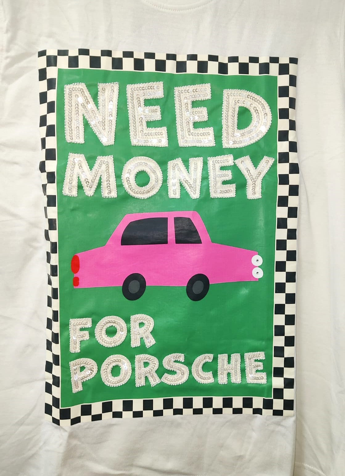 Women Need Money Hand-Embroidered Cotton T-Shirt