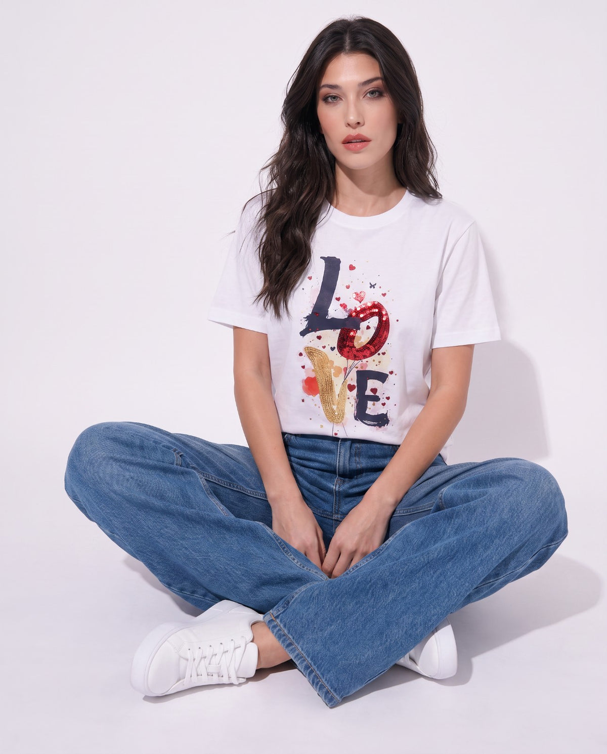 Women Love Hand-Embroidered  Cotton T-shirt