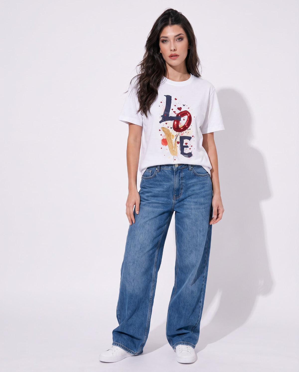 Women Love Hand-Embroidered  Cotton T-shirt