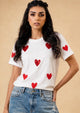 Women Heart Hand-Embroidered Cotton T-shirt