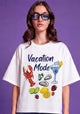 Women Vacation Mode Hand-Embroidered  Cotton T-shirt