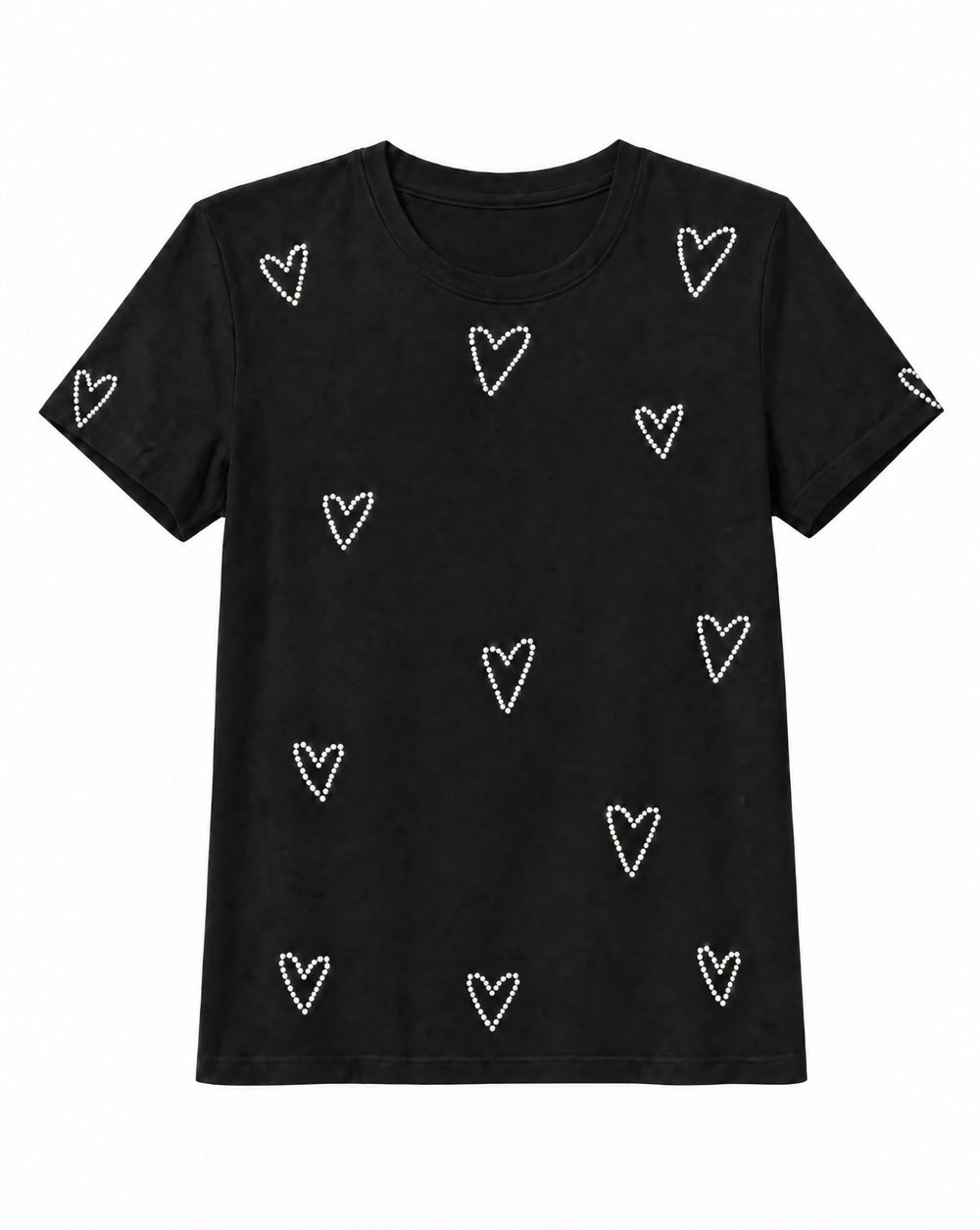 Women Heart Embellished Round Neck Cotton Regular T-shirt