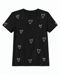 Women Heart Embellished Round Neck Cotton Regular T-shirt