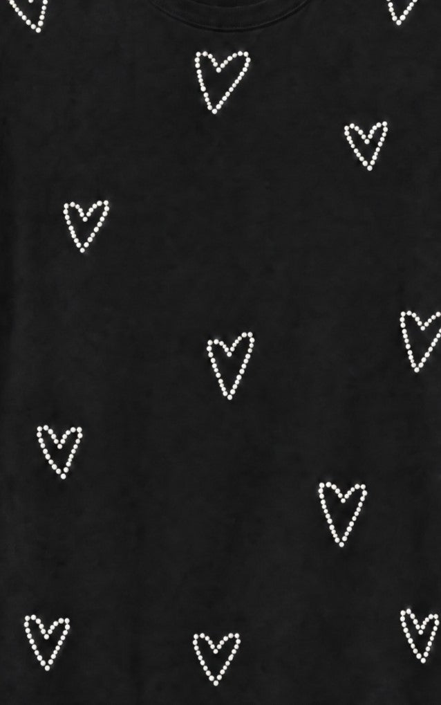 Women Heart Embellished Round Neck Cotton Regular T-shirt