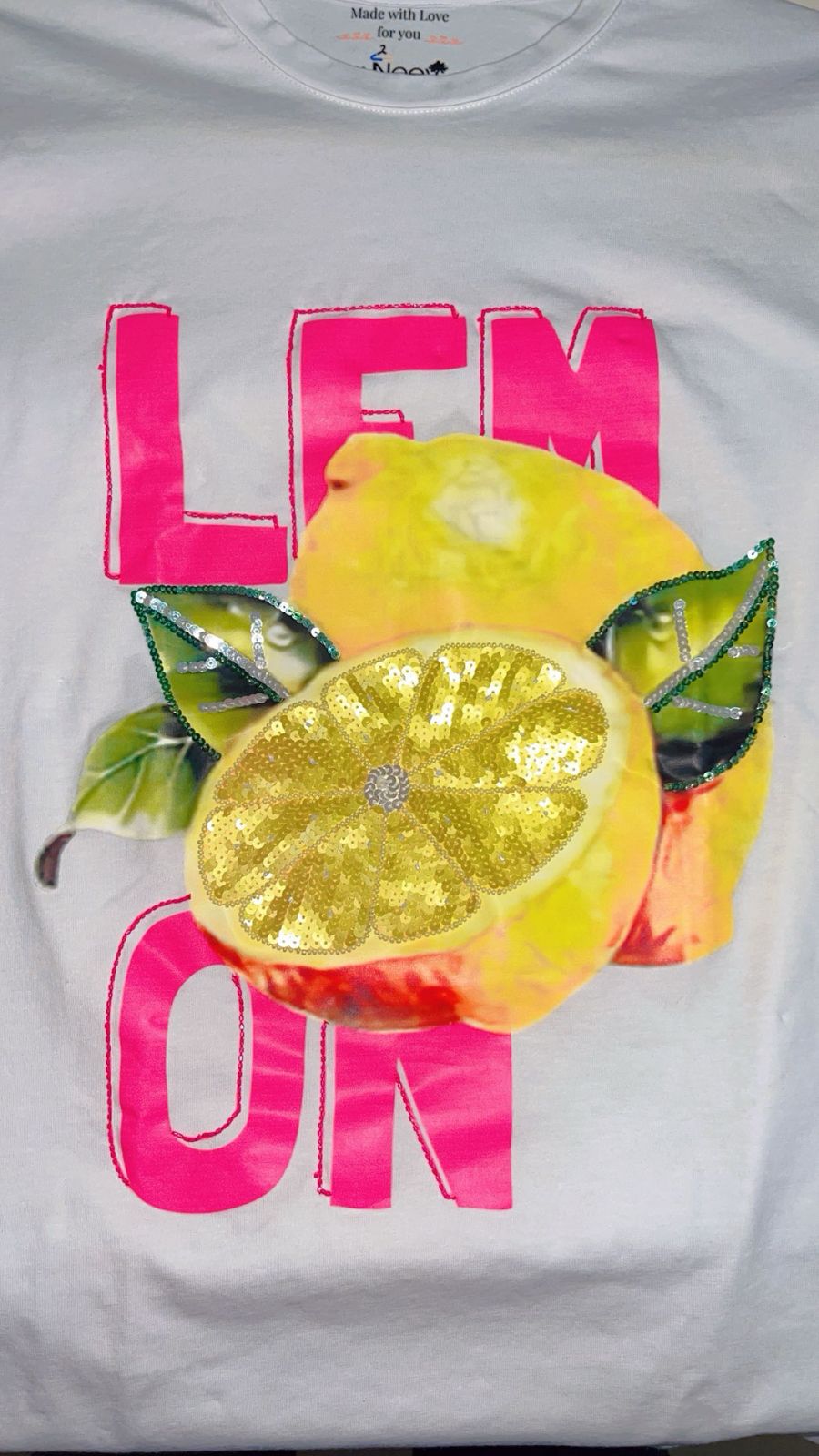 Women Lemon Hand-Embroidered T-shirt