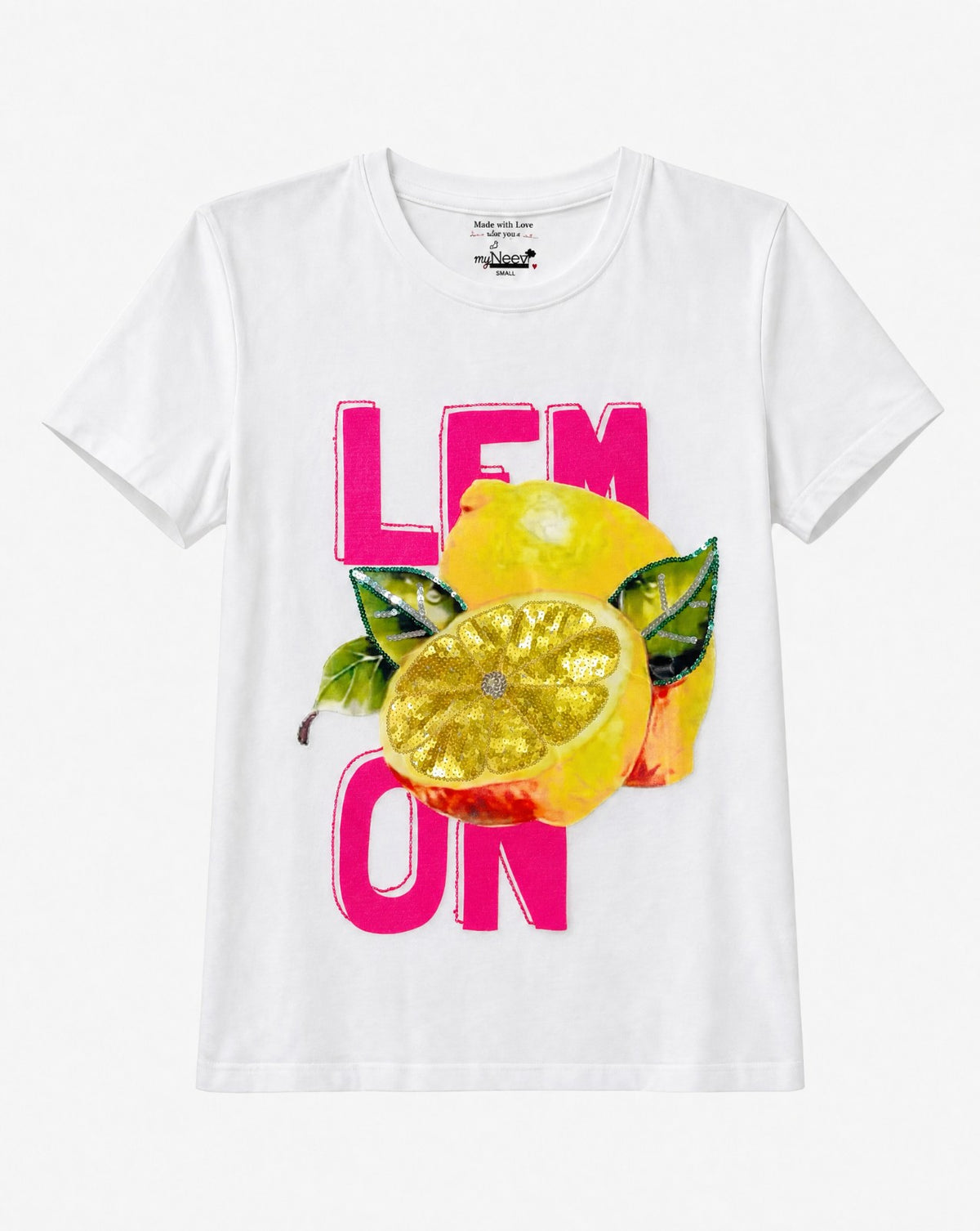 Women Lemon Hand-Embroidered T-shirt
