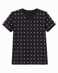 Crystal Embellished Round Neck Cotton Regular T-shirt