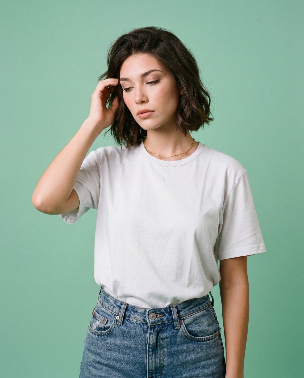 Women Solid Color Cotton T Shirt