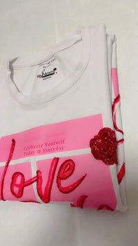 Women Crystal Love-Yourself Cotton T-shirt