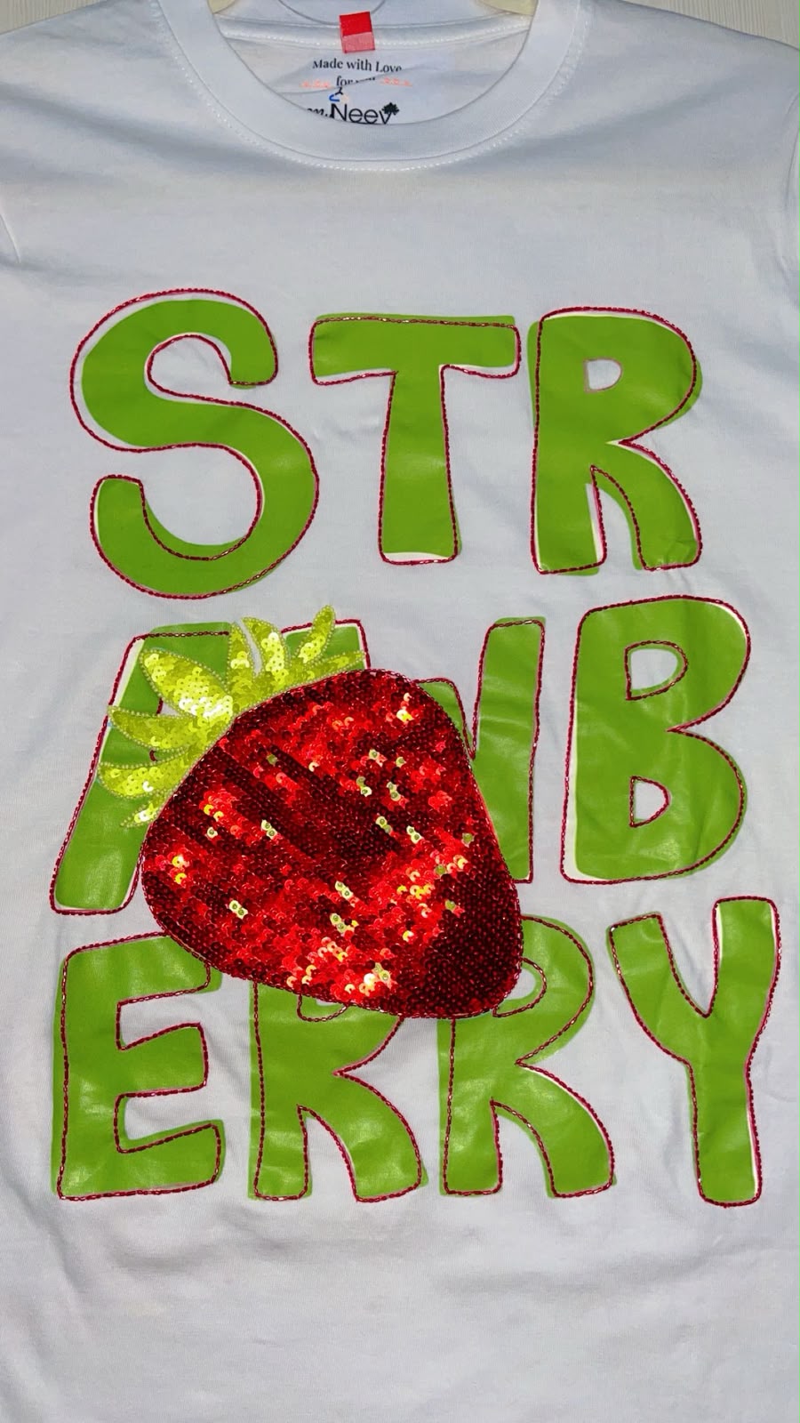 Women Crystal Strawbery Cotton T-shirt