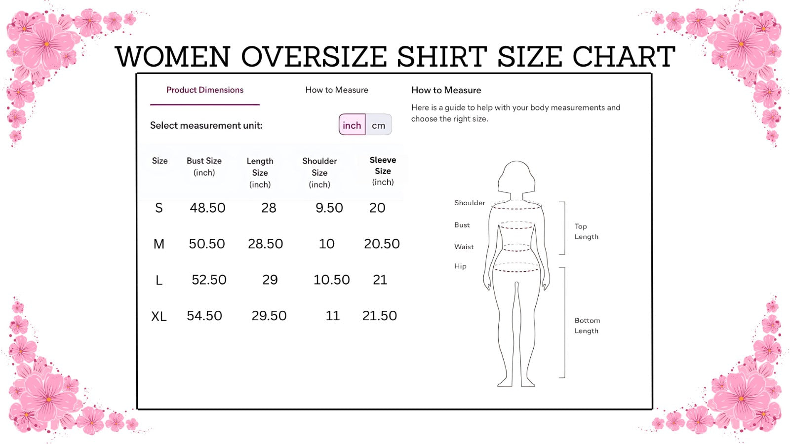 Shirt size reference