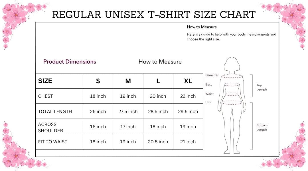T-shirt size reference